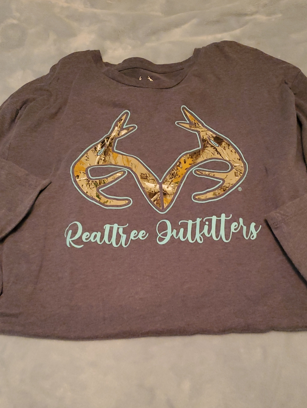 Realtree Long Sleeve Tee - Gray with Camo Antler Logo